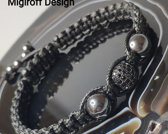 Macrame Bracelet  Shamballa Bracelet  Exclusive Gift  Hematite Bracelet Gemstone bracelet Gift For Him N1019