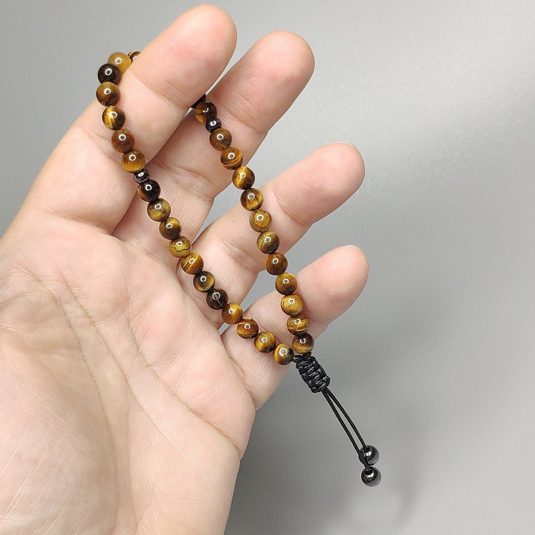 Natural Tiger's Eye Bead Bracelet – Multicolor Stone Jewelry – Men's Women's 7.5 Inch – Nickel-Free