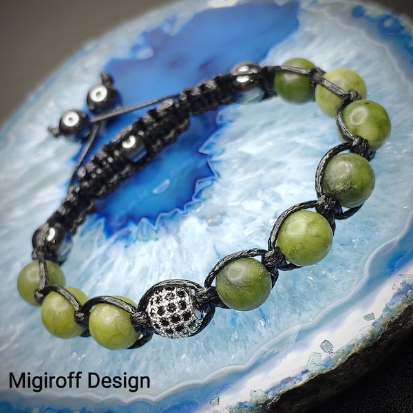 Jade  Healing Bracelet  Green jade  Nephrite Yoga jewelry Energy bracelet  Gift for her N1008