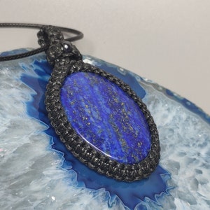 Lapis Lazuli Necklace,  Boho necklace,  Macrame pendant, Protection Jewelry, Natural Gemstone,  Macrame necklace , Gift Jewelry N1056