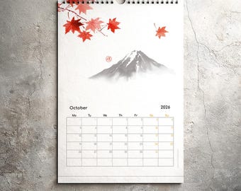 2026 Wall Calendar A3 — Japanese Sumi-e Art