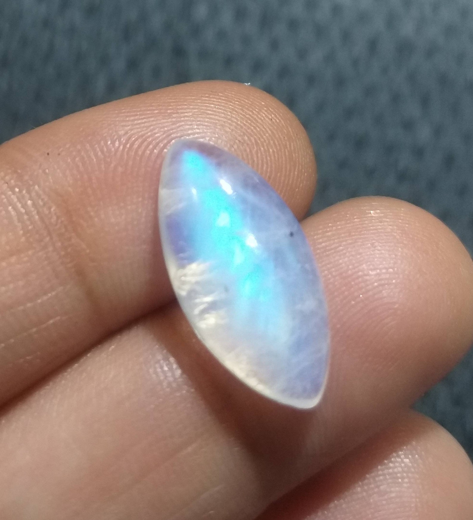 White Rainbow Moonstone 139mm. Marquise shape cabochon. Blue Etsy