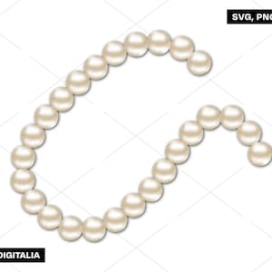Realistic Pearl Necklace - Gold, Vector Art, Jewellery, Instant Digital Download; Svg Cut Files, Png, Jpg, Ai, Printing, Cricut, Silhouette!