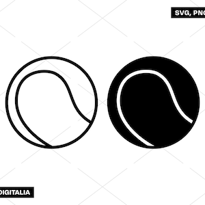 Tennis Ball - Sport, Ball, Outline, Bundle, Vector Art, Instant Digital Download; Svg Cut Files, Png, Jpg, Ai, Printing, Cricut, Silhouette!