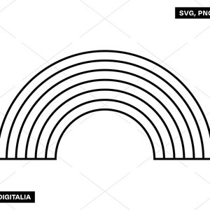 May include: A black and white outline of a rainbow with seven arcs.