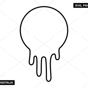 Melted Circle - Outline, Coloring, Funky, Vector Art, Instant Digital Download; Svg Cut Files, Png, Jpg, Ai, Printing, Cricut, Silhouette!