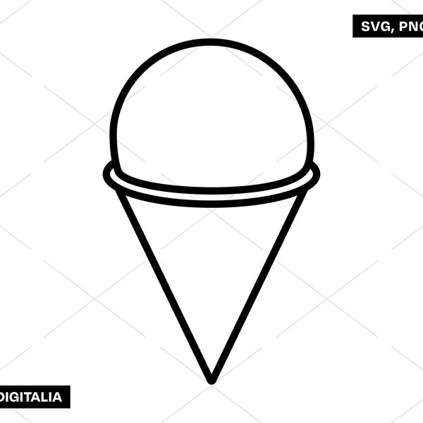 Snow Cone Outline - Ice cream, Ice, Summer, Vector Art, Instant Digital Download; Svg Cut Files, Png, Jpg, Ai, Printing, Cricut, Silhouette!