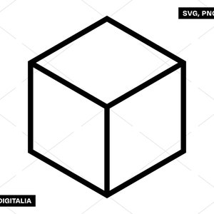 Cube Outline - Square, Clip Art, Kids, Vector Art, Instant Digital Download; Svg Cut Files, Png, Jpg, Ai, Printing, Cricut, Silhouette!
