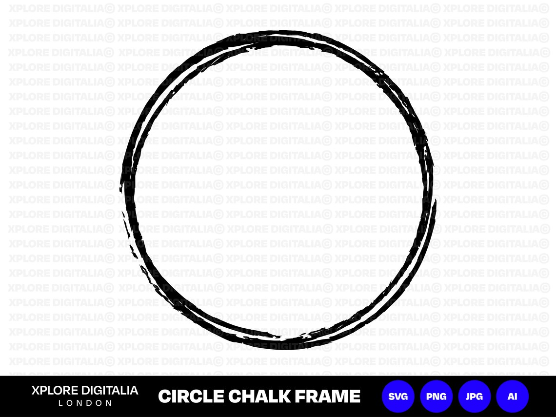Circle Chalk Frame Vector Art Instant Digital Download SVG Etsy