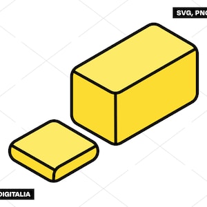 Butter Block - Yellow, Clip Art, Spread, Vector Art, Instant Digital Download; Svg Cut Files, Png, Jpg, Ai, Printing, Cricut, Silhouette!