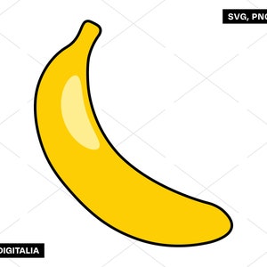 Banana - Yellow, Fruit, Kids, Clip Art, Vector Art, Instant Digital Download; Svg Cut Files, Png, Jpg, Ai, Printing, Cricut, Silhouette!