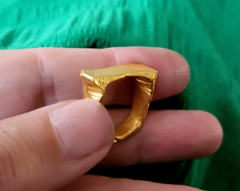 Signet Ring Bridge Gold Gilded Silver Artisan Style Unique Ready To Wear Perfect Gift