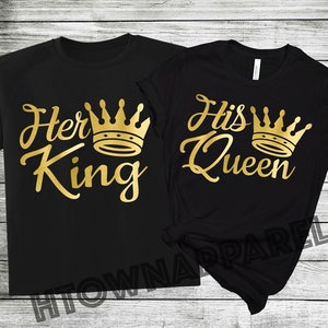 Her King and His Queen Shirt, Love Couples T shirts,  Shirts, Couple Shirts, Best Couple Shirts, Lovers Shirt, Shirts for Couple