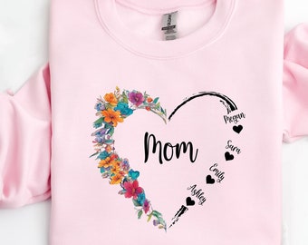 Customized Mom Shirt, Customized Mom Sweatshirt, Custom Mothers Day Shirt, Custom Name Mom Sweatshirt, Mommy Shirt, Gift For Mom, Mom Shirt