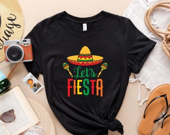 Let's Fiesta Shirt, Mexican Maracas, Sombrero Shirt, Cinco De Mayo Shirt, Bachelorette Shirt, Fiesta Shirt, Mexican Shirt, Vacation Tee