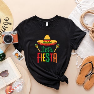Let&#39;s Fiesta Shirt, Mexican Maracas, Sombrero Shirt, Cinco De Mayo Shirt, Bachelorette Shirt, Fiesta Shirt, Mexican Shirt, Vacation Tee