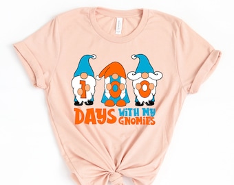 100 giorni con camicie Gnomie, 100 camicie magiche, camicie unicorno, celebrazione della scuola del 100 ° giorno, t-shirt per ragazze 100 giorni di scuola,