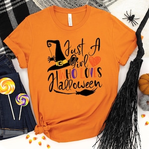 Just A Girl Who Loves Halloween Shirt, Halloween Shirt, Halloween Funny Shirt, Halloween Party, Scary Halloween Shirts, Halloween Tshirt