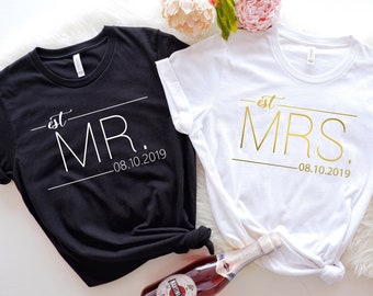 Mr & Mrs Shirt, Mr und Mrs, gerade verheiratet Shirt, Flitterwochen Shirt, Hochzeit Shirt, Frau und Mann Shirts, gerade verheiratet Shirts, Paare Shirts