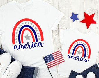 America Rainbow Shirt, Patriotic Rainbow Shirt, America Shirt, Merica Shirt, Stars and Stripes Shirts, 4th of July Shirt, Merica Rainbow