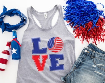 4th of July Love Baseball Tank Top, Patriotic 4th of July Shirt, Usa Flag Shirt, 4th of July Shirt, 4th of July Baseball, 4th of July Love
