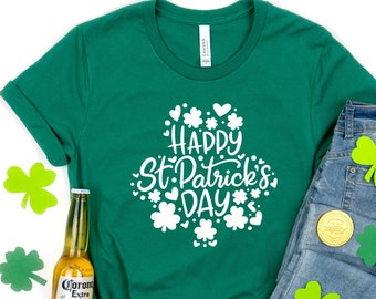 Happy St. Patricks Day with Shamrock Shirt, Happy St Patricks Day Shirt, Shamrock Shirt, Leopard Shamrock, Lucky Shirt, Irish Day Shirt