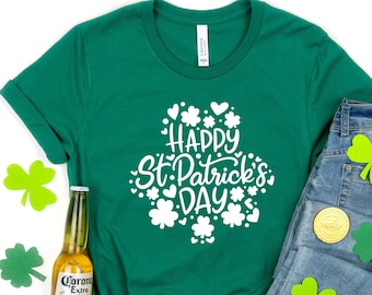 Happy St. Patricks Day with Shamrock Shirt, Happy St Patricks Day Shirt, Shamrock Shirt, Leopard Shamrock, Lucky Shirt, Irish Day Shirt