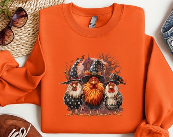 Halloween Chicken Sweatshirt, Funny Halloween Shirt, Horror Halloween Chicken Shirt, Spooky Chicken Shirt, Haunted House Chickens Shirt