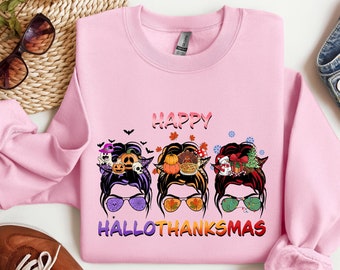 Happy Hallothanksmas Sweatshirt, Hallothanksmas Shirt, Holiday Season Sweatshirt, Halloween Thanksgiving Christmas Shirt, Hallothanksmas Tee