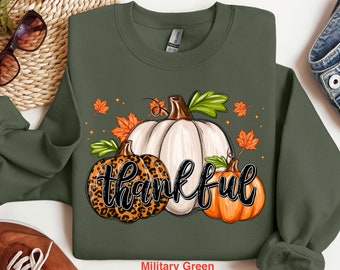 Thankful Shirt, Leopard Pumpkin Shirt, Pumpkin Sweatshirt, Thanksgiving Shirt, Thanksgiving Sweatshirt, Thanksgiving Family Matching Shirts