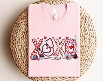 Camisa XOXO, camisa de enfermera XOXO, regalo del día de San Valentín para enfermera, sudadera del día de San Valentín, linda camisa del día de San Valentín para enfermera, regalo para enfermera