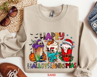 Happy Hallothanksmas Sweatshirt, Hallothanksmas Shirt, Holiday Season Sweatshirt, Halloween Thanksgiving Christmas Shirt, Hallothanksmas Tee