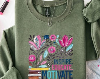 Inspire Educate Motivate Teacher Shirt, Teacher Tee, Back to School Gift for Teachers, Inspirational Classroom Top, Best Teacher Shirts
