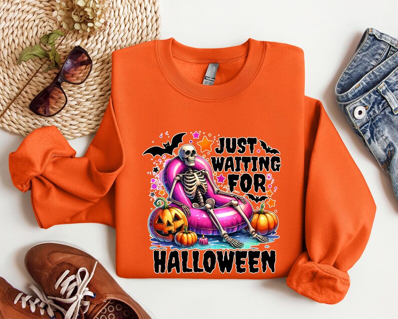 Just Waiting For Halloween Shirt, Summerween Shirt, Halloween Shirt, Funny Halloween Shirt, Halloween Party Shirt, Summer Halloween Shirt image 5