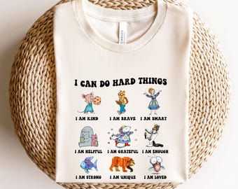 Sudadera "Puedo hacer cosas difíciles", camiseta con personajes de libros infantiles, camiseta con "Cree en ti mismo", camiseta de regalo para profesores, camiseta de vuelta al cole