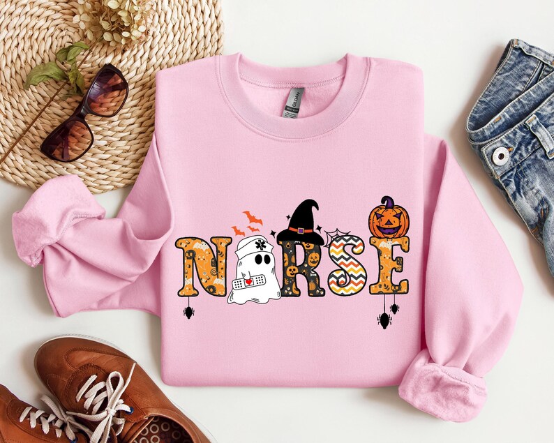 Halloween Nurse Shirt, Nurse Sweatshirt, Nurse Halloween Shirt, Nurse Halloween Sweatshirt, Halloween Gift For Nurse, Halloween Sweatshirt, Halloween Gift, Nurse Halloween T-shirt, Cute Halloween Nurse Shirt