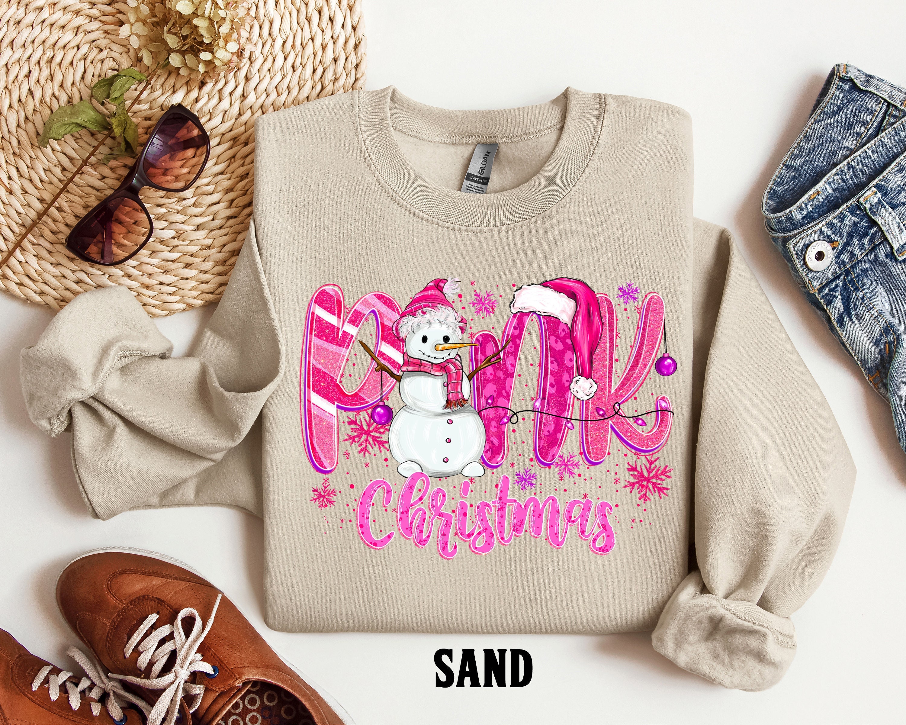 Pink Christmas Shirt , Christmas Snow Shirt, Snowmen Shirt, Cute Snowmen Shirt, Winter Season Shirt, Christmas Sweatshirt, Christmas Shirt