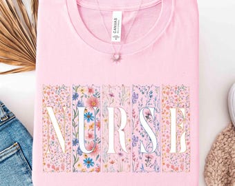 Floral Nurse Shirt, RN Tee, Nurse Appreciation Week Sweatshirt, Cute Registered Nurse Tee, Medical Worker Gift, Healthcare Shirts