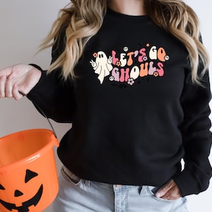 Let&#39;s Go Ghouls Shirt, Halloween Sweatshirt, Cute Ghost Shirt, Ghost Sweatshirt, Retro Halloween Tee, Hippie Halloween Shirt, Halloween Tee