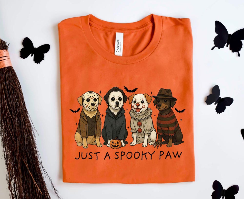 Just A Spooky Paw T-Shirt, Halloween Sweatshirt, Funny Halloween Tee, Halloween Shirt, Gift For Halloween, Dog Face Halloween T-Shirt Onlytee