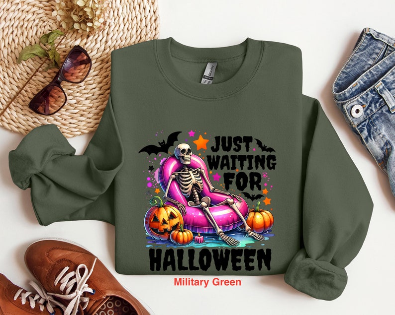 Just Waiting For Halloween Shirt, Summerween Shirt, Halloween Shirt, Funny Halloween Shirt, Halloween Party Shirt, Summer Halloween Shirt image 2