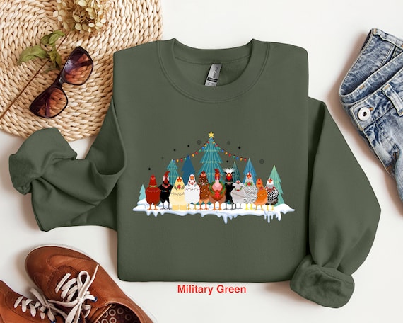 Christmas Chicken Sweatshirt, Farm Animal Christmas Shirt, Merry Christmas Chicken Shirt, Farmer Christmas Shirt, Christmas Chickens