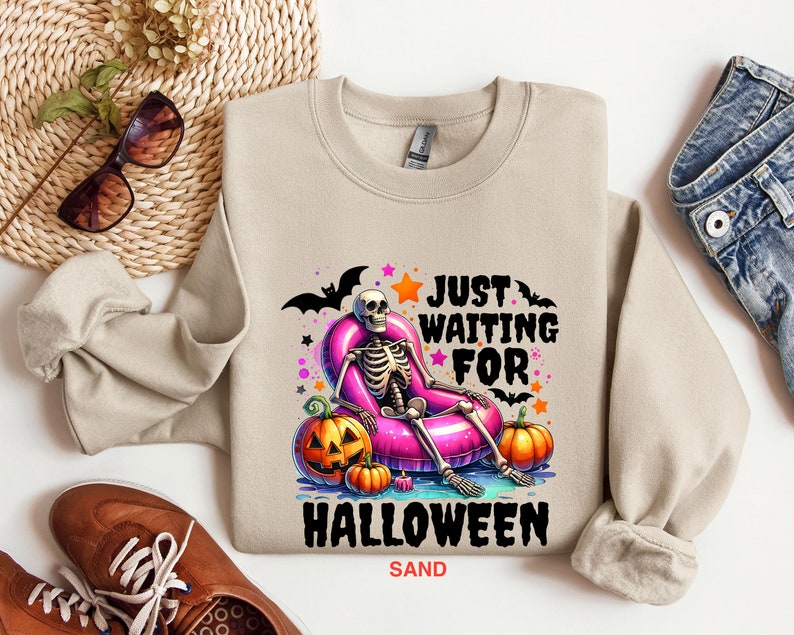Just Waiting For Halloween Shirt, Summerween Shirt, Halloween Shirt, Funny Halloween Shirt, Halloween Party Shirt, Summer Halloween Shirt image 3
