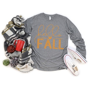 Hello Fall Long Sleeve, Hello Fall Shirt, Fall Shirts, Welcome Fall Shirt, Hello Fall Tee, Hello Pumpkin Shirt, Spooky Time Shirt, image 2