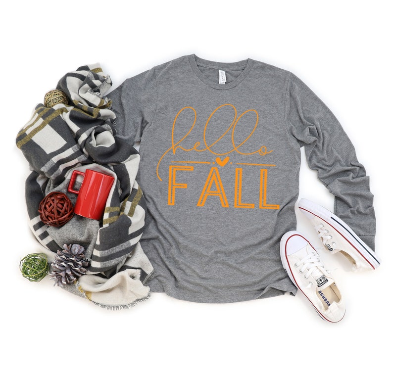 Hello Fall Long Sleeve, Hello Fall Shirt, Fall Shirts, Welcome Fall Shirt, Hello Fall Tee, Hello Pumpkin Shirt, Spooky Time Shirt, image 2