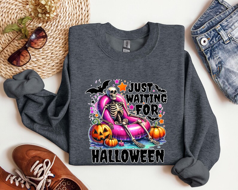 Just Waiting For Halloween Shirt, Summerween Shirt, Halloween Shirt, Funny Halloween Shirt, Halloween Party Shirt, Summer Halloween Shirt image 6