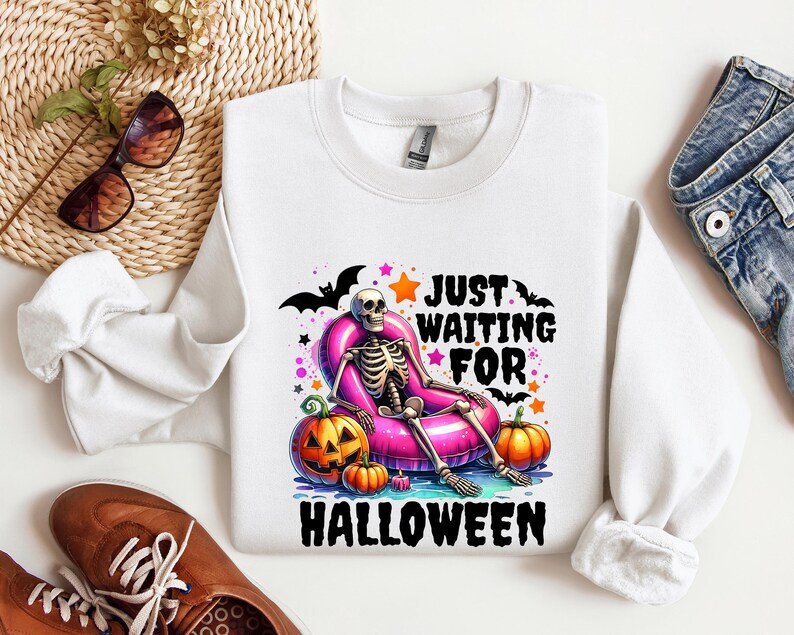 Just Waiting For Halloween Shirt, Summerween Shirt, Halloween Shirt, Funny Halloween Shirt, Halloween Party Shirt, Summer Halloween Shirt image 4