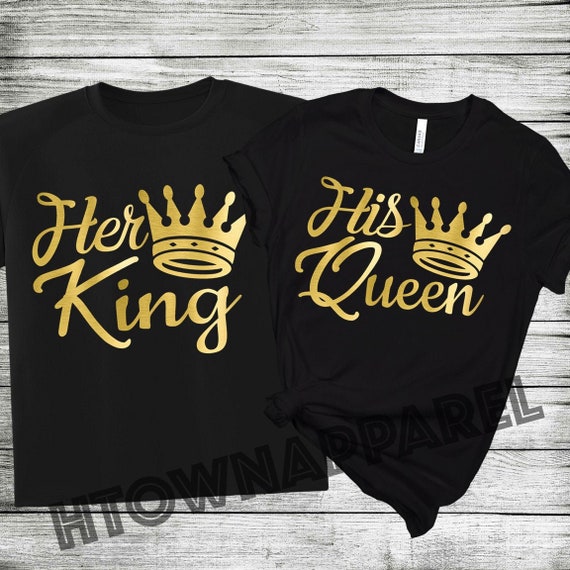 Couple T-Shirt Floral Crown King Queen Love Matching Summer Unisex