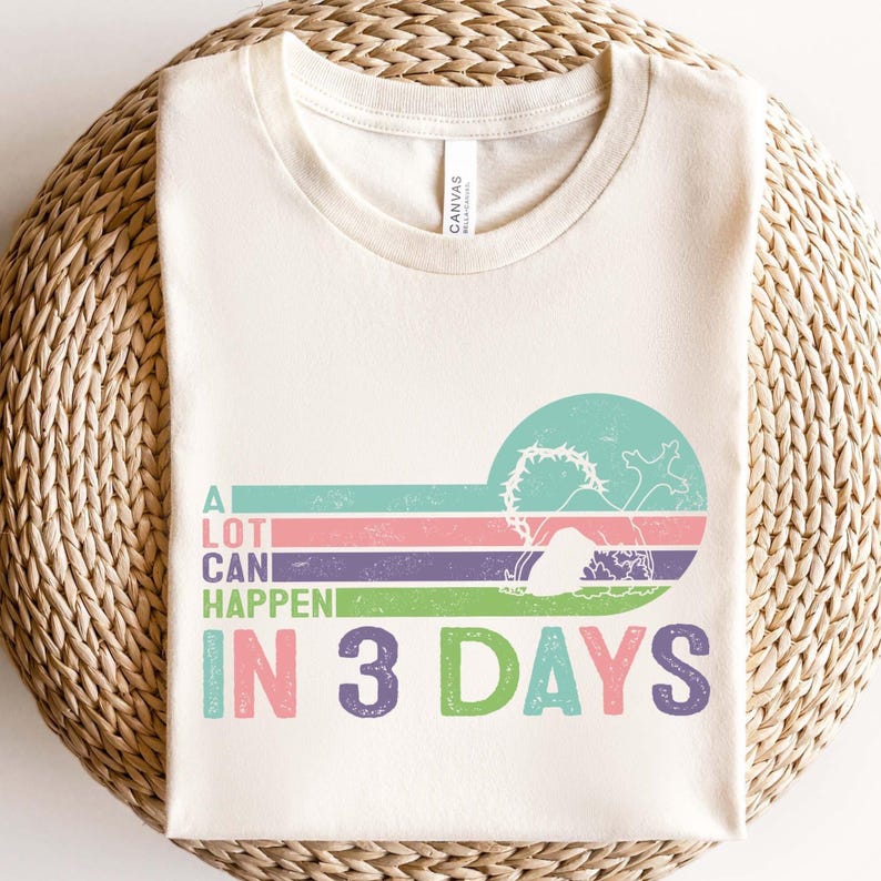 Camiseta "Muchas cosas pueden pasar en 3 días", camiseta de Pascua de Jesús, camiseta religiosa de Pascua, camiseta de la Corona de Espinas, camiseta bonita de Pascua, sudadera de Pascua imagen 1