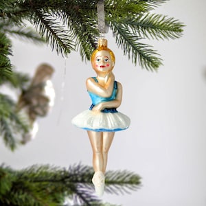Regalo fatto a mano con ornamento in vetro blu ballerina